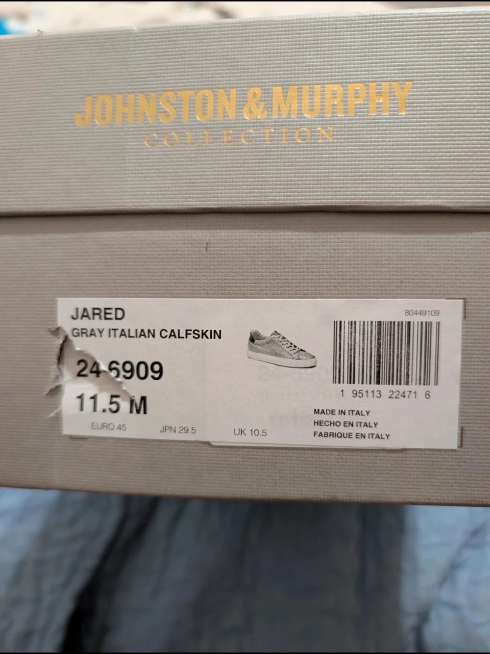 Size 11.5 men's Johnston & Murphy Gray Leather Lace-Up Sneakers